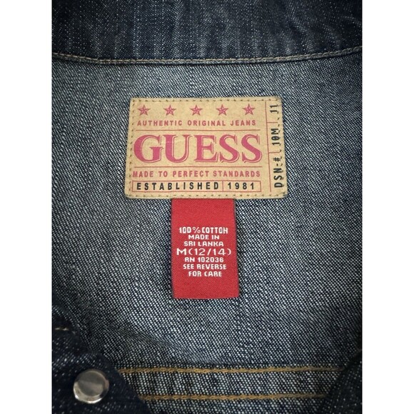 Vintage Guess Jeans Aztec Jean Jacket Dark Wash Size Medium (12/14) Y2K - Picture 4 of 6